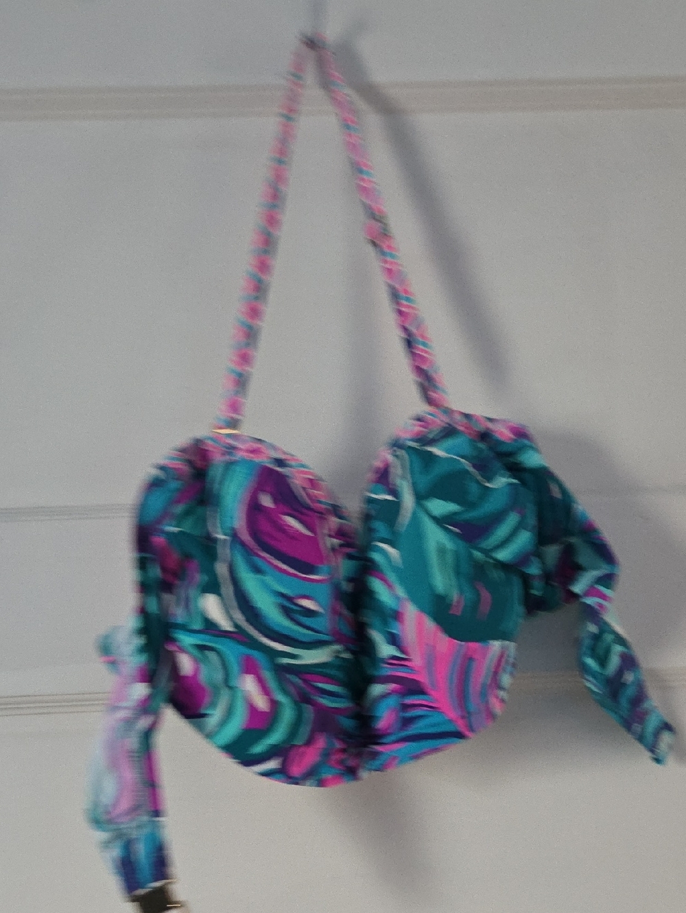 Lilly Pulitzer Teal Pink Purple Tropical Print Bikini Top